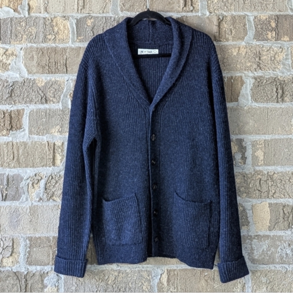 NWOT Line of Trade The Dockside Shawl Cardigan Medium 100% Shetland Wool
